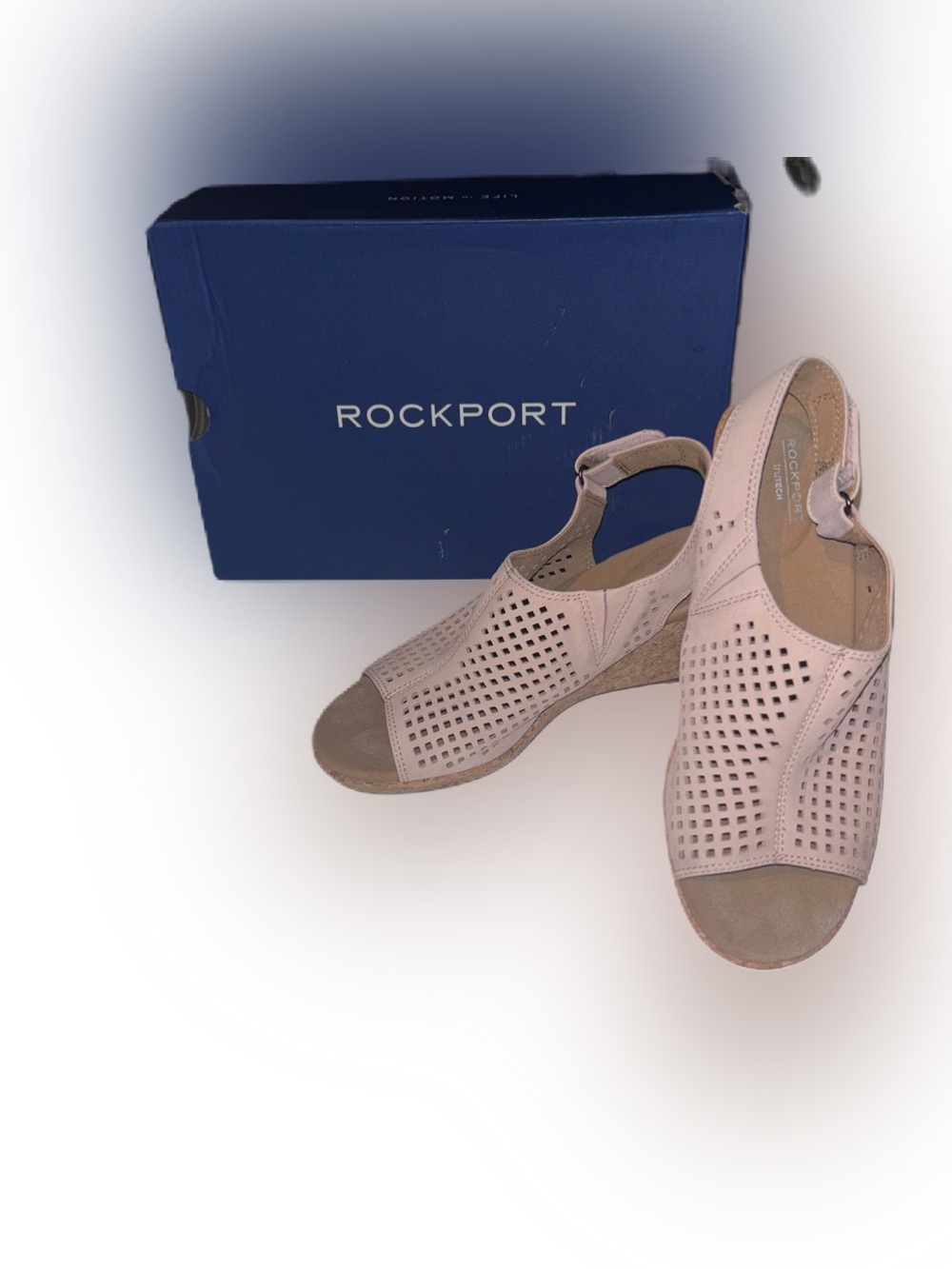 Rockport Briah Perforated Sling Cork Wedge Sandals 8